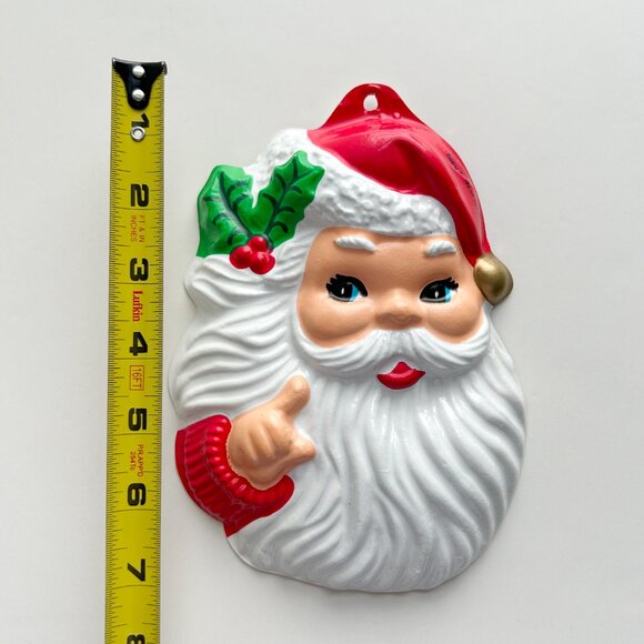 Vintage Santa Face Plastic Blow Mold Wall Hang - Picture 5 of 6